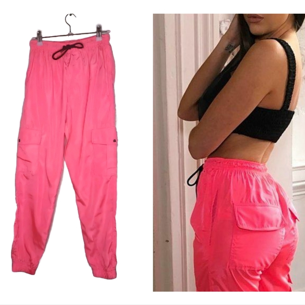 Femme Luxe Poppi Cargo Joggers in Neon Pink Size 8
